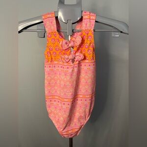 Nicole Miller Pink and Orange Floral girl Swimsuit Size 10‎